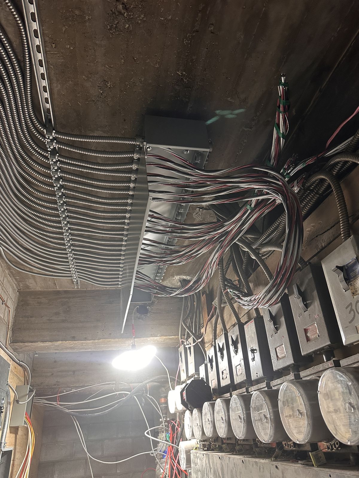 Conduits and wiring during the work